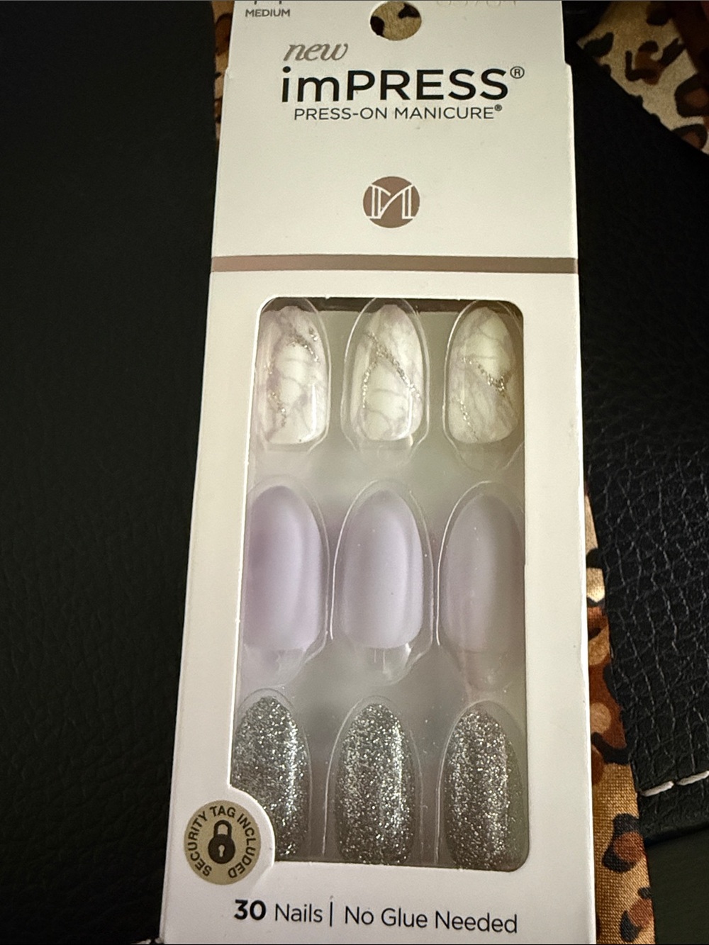 imPRESS Marble, Lavender & Silver Glitter Press-On Nails
